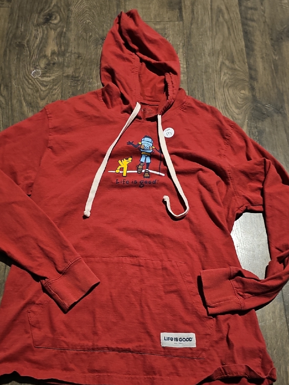 Life Is Good Shirt Burnt Red Hooded Pullover Medium Hiking Graphic Women